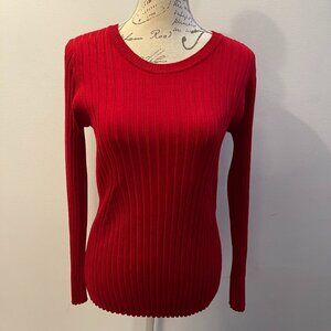 Bright red long sleeve sweater top size XL but fits like L